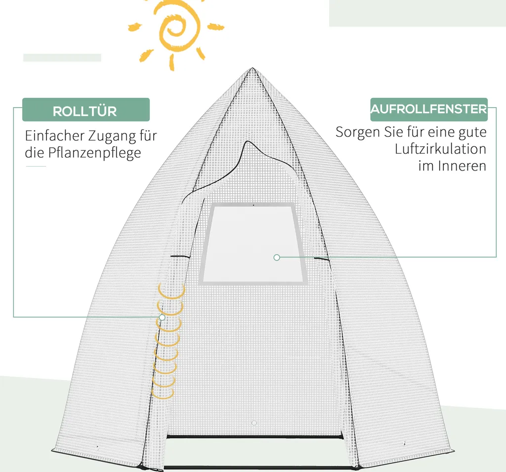 Outsunny Mini Gewächshaus Überwinterungszelt Für Pflanzen Mit Rolltür Garten Balkon Winterschutz Weiß 160 X 138 X 180 Cm 5 Outsunny Mini Gewächshaus Überwinterungszelt Für Pflanzen Mit Rolltür Garten Balkon Winterschutz Weiß 160 X 138 X 180 Cm – Bild 5