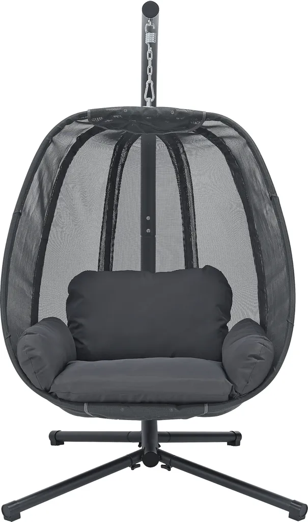 Hängesessel Abegondo Mit Gestell Und Kissen Indoor Outdoor Max. 120 Kg Hängekorb Hängestuhl Für Innen- Und Außen Stahlgestell Dunkelgrau 4 Hängesessel Abegondo Mit Gestell Und Kissen Indoor Outdoor Max. 120 Kg Hängekorb Hängestuhl Für Innen- Und Außen Stahlgestell Dunkelgrau – Bild 4