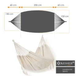 KESSER® Hängematte 300kg Belastbar 320x150cm Max. Belastbarkeit 300 Kg , 1-2 Personen , Atmungsaktiv Fransen Wetterfest Camping Garten Tuchhängematte Mehrpersonen, Farbe:Beige -Grünwelt Exporteren Garten-Winkel f6d6d9c00a481483e4edceb9f6290ccb