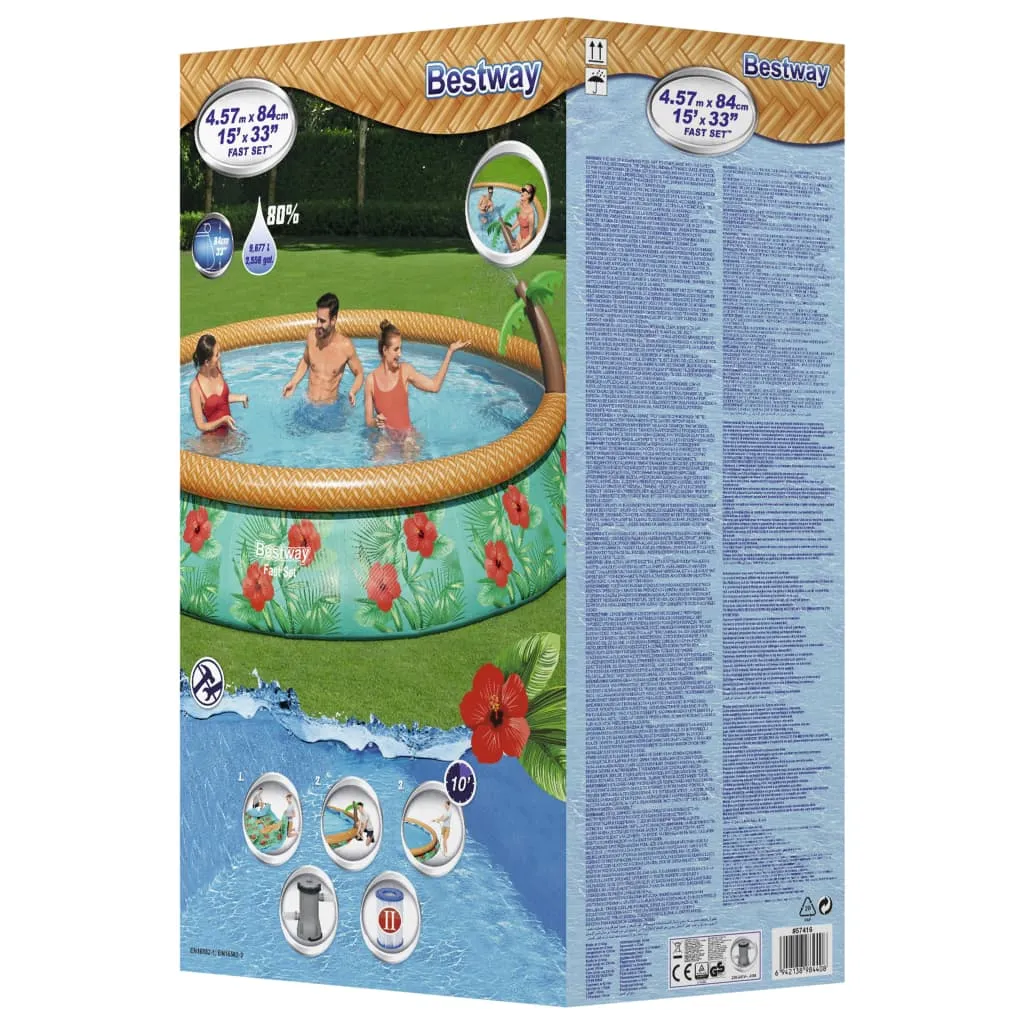 Bestway Fast Set™ Pool-Set Mit Filterpumpe "Paradise Palms", Rund, 457x84cm, 57416 17 Bestway Fast Set™ Pool-Set Mit Filterpumpe "Paradise Palms", Rund, 457x84cm, 57416 – Bild 17