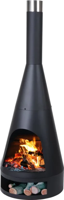 Gartenofen HWC-K90, Gartenkamin Terrassenkamin Terrassenofen, Schürhaken Feuerstelle 160x55cm Schwarz