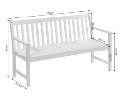 Dehner Gartenbank Mykonos, 3-Sitzer, 150 X 89 X 61.5 Cm, FSC® Akazienholz, Weiß