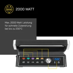 GUTFELS Kontaktgrill KG 8101 Si | Antihaftbeschichtete Grillplatten | 5 Autogrillprogramme | 2000 Watt | Silber -Grünwelt Exporteren Garten-Winkel f85af50f9868c06710194b7443e1b8b8