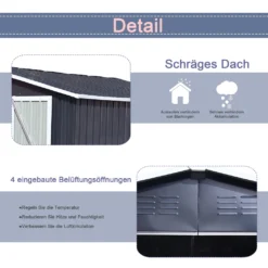 Metall XXXL Gerätehaus 305x254x191cm Mit Fundament Satteldach Geräteschuppen Garten Schuppen Pultdach Schwarz 12 Metall XXXL Gerätehaus 305x254x191cm Mit Fundament Satteldach Geräteschuppen Garten Schuppen Pultdach Schwarz -Grünwelt Exporteren Garten-Winkel f87c5bacf75e838e18d4ab50c30981bc
