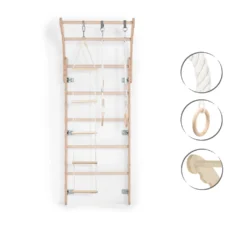 MAMOI® Klettergerüst Indoor, Sprossenwand Für Kinderzimmer, Turnringe Kinder Für Klettern, Kletterwand Und Spielgeräte, Midi Turngeräte Mit Klimmzugstange Für Drinnen, Sportgeräte Ab 3 Jahren