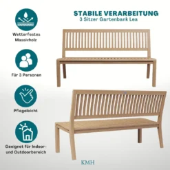 KMH® TEAK 3-sitzer Bank *Lea* O.A. -Grünwelt Exporteren Garten-Winkel f914330afee4e54a4f2251918568a361
