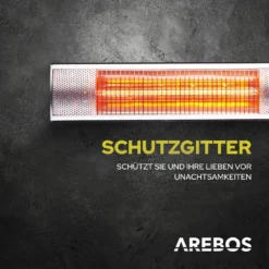 AREBOS Infrarot Heizstrahler Mit Fernbedienung, 3000W, 3 Heizstufen, Terrassenheizer, Wand-Heizstrahler, Silber -Grünwelt Exporteren Garten-Winkel fa8630ef699213d5dac41524fff2b87b