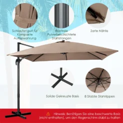 COSTWAY Sonnenschirm Ø300cm Ampelschirm, Terrassenschirm Neigbar, Gartenschirm Mit Kurbel & Gekreuzter Basis, Großer Regenschirm Für Gärten, Terrassen, Cafés, Strandschirm -Grünwelt Exporteren Garten-Winkel fb45d28b7d4568d1af6f050d697d04e8