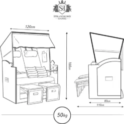 Strandkorb Ostsee XXL Volllieger 2 Sitzer - 120 Cm Breit - Blau Weiß Dick Gestreift Inklusive Schutzhülle, Ideal Für Garten Und Terrasse 12 Strandkorb Ostsee XXL Volllieger 2 Sitzer - 120 Cm Breit - Blau Weiß Dick Gestreift Inklusive Schutzhülle, Ideal Für Garten Und Terrasse -Grünwelt Exporteren Garten-Winkel fb4da220ebfb42320170e328bded2165