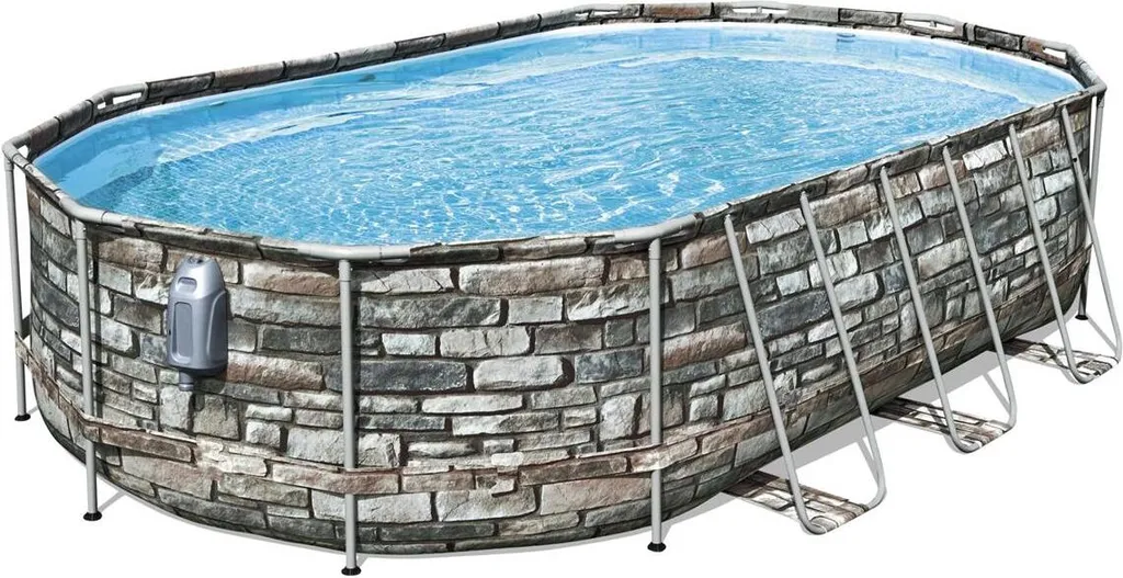 Bestway® Power Steel™ Comfort Jet Series™ Frame Pool-Set Mit Filterpumpe 610 X 366 X 122 Cm, Steinwand-Optik (Naturstein), Oval 15 Bestway® Power Steel™ Comfort Jet Series™ Frame Pool-Set Mit Filterpumpe 610 X 366 X 122 Cm, Steinwand-Optik (Naturstein), Oval – Bild 15