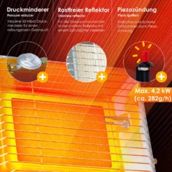 KESSER® Gasheizer Heizstrahler Gas Aufsatz Strahler Inkl. Piezo Zündung Schlauch & Regler Flaschenhalterung Gasheizstrahler Aufsatzheizstrahler Betrieben Mit Propan - Gas Für 5 Kg Oder 11 Kg Flaschen, Farbe:Silber -Grünwelt Exporteren Garten-Winkel fb717e7d172062737d78829184073218