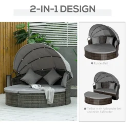Outsunny Polyrattan Sonneninsel Mit Faltbarem Sonnendach Lounge Sonnenliege Gartenliege Garnitur Gartenset Grau 171 X 180 X 155 Cm -Grünwelt Exporteren Garten-Winkel fb917dfac44ff1b17bdff07ce7e31f27