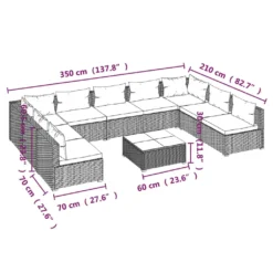 VidaXL 10-tlg. Garten-Lounge-Set Mit Kissen Poly Rattan Braun -Grünwelt Exporteren Garten-Winkel fba19c1a742e67e74548574ce733684a