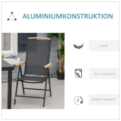 Outsunny 2er-Set Klappstuhl Gartenstuhl Klappbar Mit Rückenlehne Armlehne Für Garten Balkon Terrasse Mesh Stoff Aluminium Schwarz 71,5 X 68 X 109 Cm -Grünwelt Exporteren Garten-Winkel fbb5444a73346741d482655789befd5e