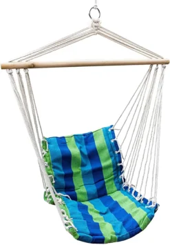 Druline Hängestuhl Hängematte Hängesessel Hängesitz Aufhängung Bunt 120kg GrünBlau