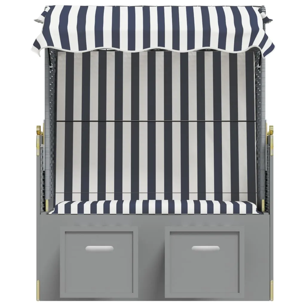 VidaXL Strandkorb Mit Dach Poly Rattan Und Massivholz Blau & Weiß 5 VidaXL Strandkorb Mit Dach Poly Rattan Und Massivholz Blau & Weiß – Bild 5