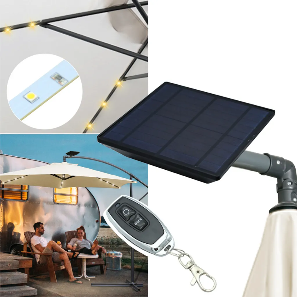 EINFEBEN 3m Sonnenschirm Mit LED Solar Ampelschirm Balkonschirm Marktschirm UV40+ Gartenschirm,Beige 3 EINFEBEN 3m Sonnenschirm Mit LED Solar Ampelschirm Balkonschirm Marktschirm UV40+ Gartenschirm,Beige – Bild 3