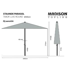 Madison Sonnenschirm Timor Luxe 400 Cm Grau PAC8P014 -Grünwelt Exporteren Garten-Winkel febde8f8649d69233123c3d419ddc977