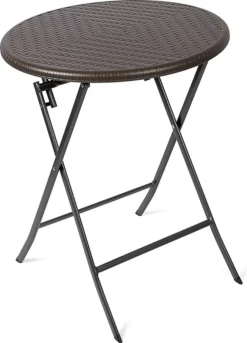 Vanage Gartentisch Beistelltisch Balkontisch Bistrotisch In Braun Rund Wetterfest Klappbar