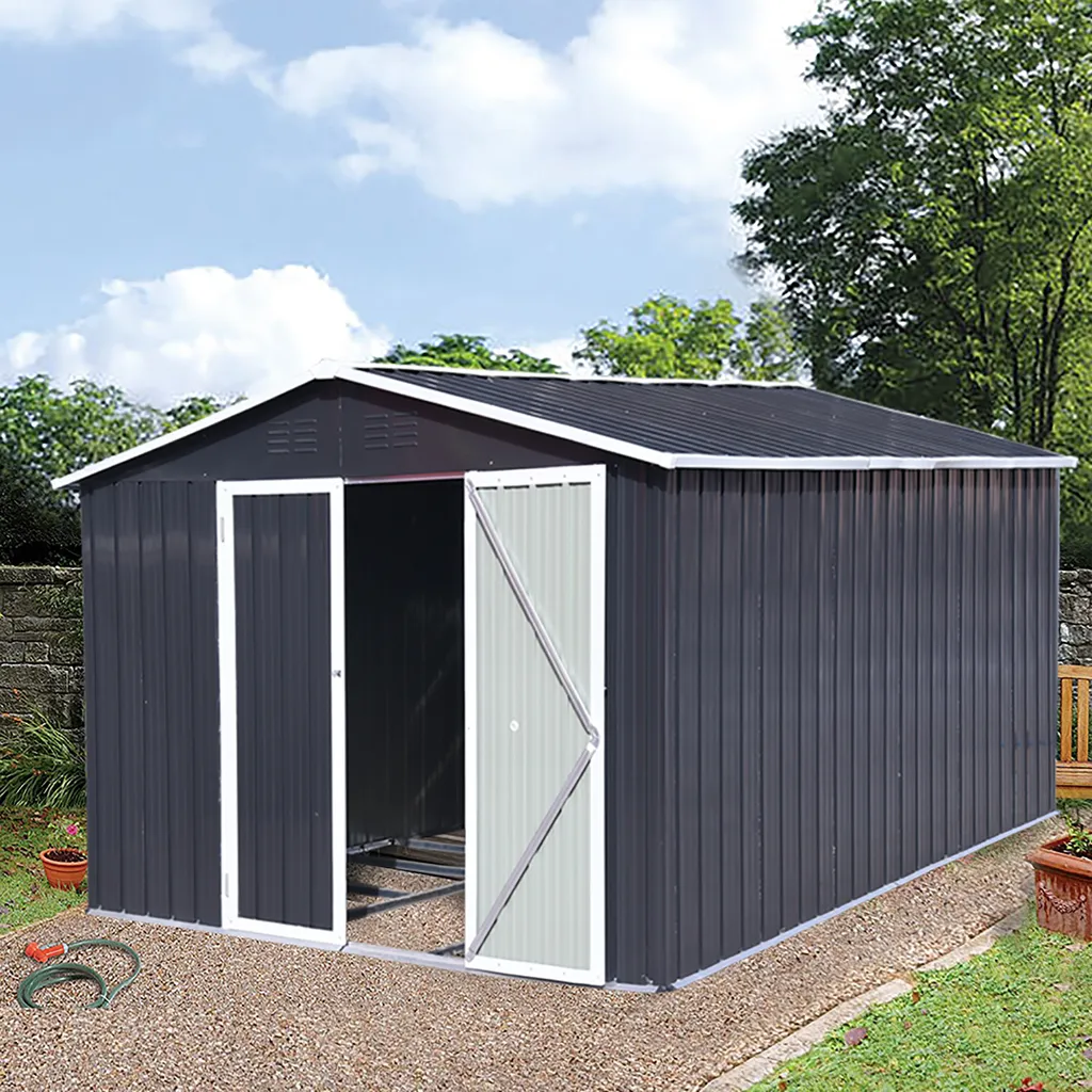 Metall XXXL Gerätehaus 305x254x191cm Mit Fundament Satteldach Geräteschuppen Garten Schuppen Pultdach Schwarz 1 Metall XXXL Gerätehaus 305x254x191cm Mit Fundament Satteldach Geräteschuppen Garten Schuppen Pultdach Schwarz