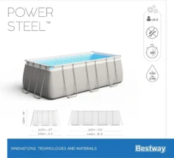 Bestway Power Steel™ Frame Pool Komplett-Set, Eckig, 412x201x122cm, 56457 -Grünwelt Exporteren Garten-Winkel fee263e6c6987f27a1ce6ff5cb3de498