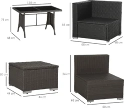 Outsunny Polyrattan Sitzgarnitur 10 Tlg. Sitzgruppe Gartenset Sofagarnitur Gartenmöbel Set Lounge Stahl Luxus Dunkelgrau -Grünwelt Exporteren Garten-Winkel ff5dd1631e46a2ceac1c13da99653922