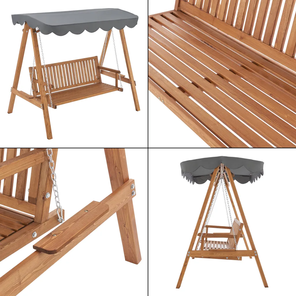 Hollywoodschaukel Afandou 200 X 130 X 185 Cm Gartenschaukel Mit Dach Max. 200 Kg Schaukelbank Für 2 Personen Gestell Aus Massivholz Dunkelgrau 6 Hollywoodschaukel Afandou 200 X 130 X 185 Cm Gartenschaukel Mit Dach Max. 200 Kg Schaukelbank Für 2 Personen Gestell Aus Massivholz Dunkelgrau – Bild 6