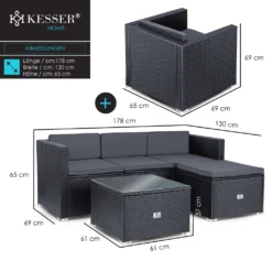 KESSER® Polyrattan Lounge Aruba – Gartenlounge Für 4-5 Personen Gartenmöbel-Set Sitzgruppe Aus 3er Gartensofa, Sessel, Hocker Und Beistelltisch Mit Sitzkissen - Für Garten, Terrasse Und Balkon, Farbe:Anthrazit -Grünwelt Exporteren Garten-Winkel ffff3677ccf7821a75505b3a89f94146